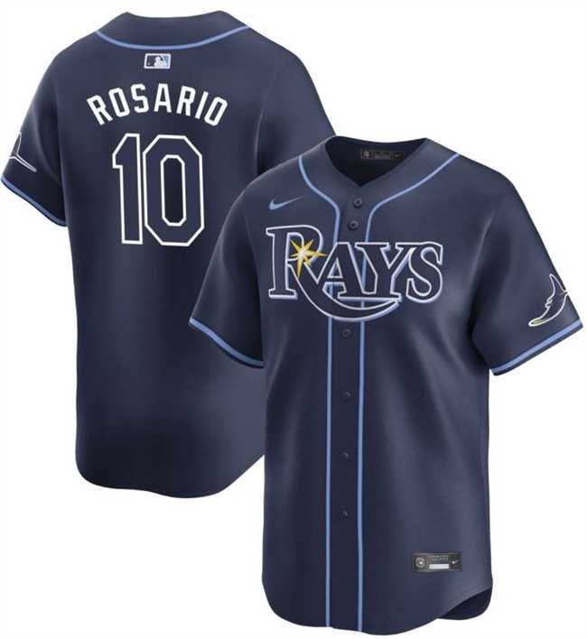 Men%27s Tampa Bay Rays #10 Amed Rosario Navy Away Limited Stitched Baseball Jersey Dzhi->tampa bay rays->MLB Jersey